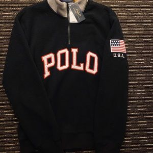 🔥POLO RALPH LAUREN 1/4 ZIP POLO FLAG FLEECE🇺🇸